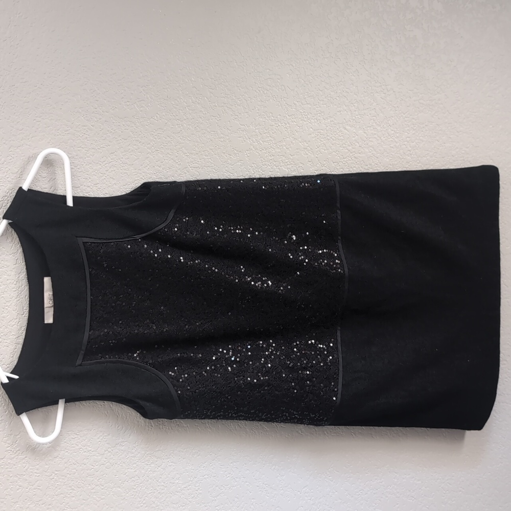 LOFT Sparkling Tweed Sleeveless Black Holiday Dress